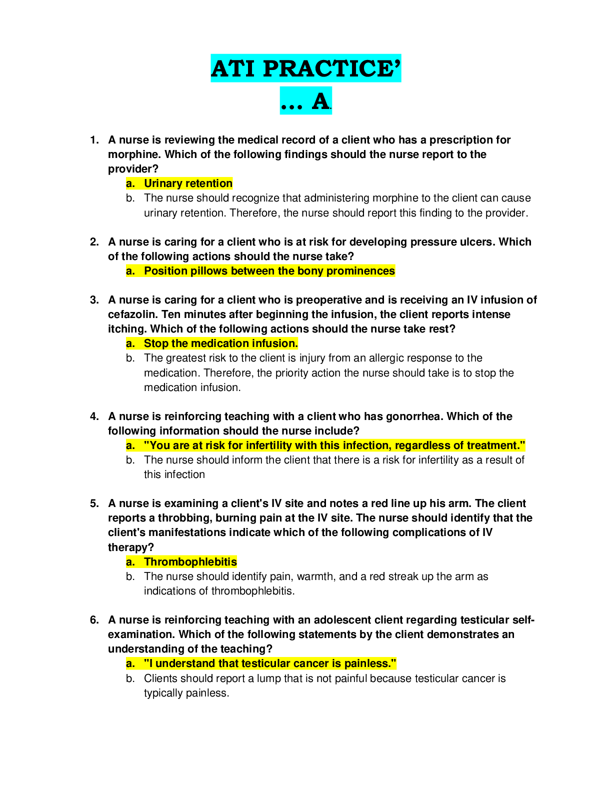 Preview image for ATI PRACTICE’ … A